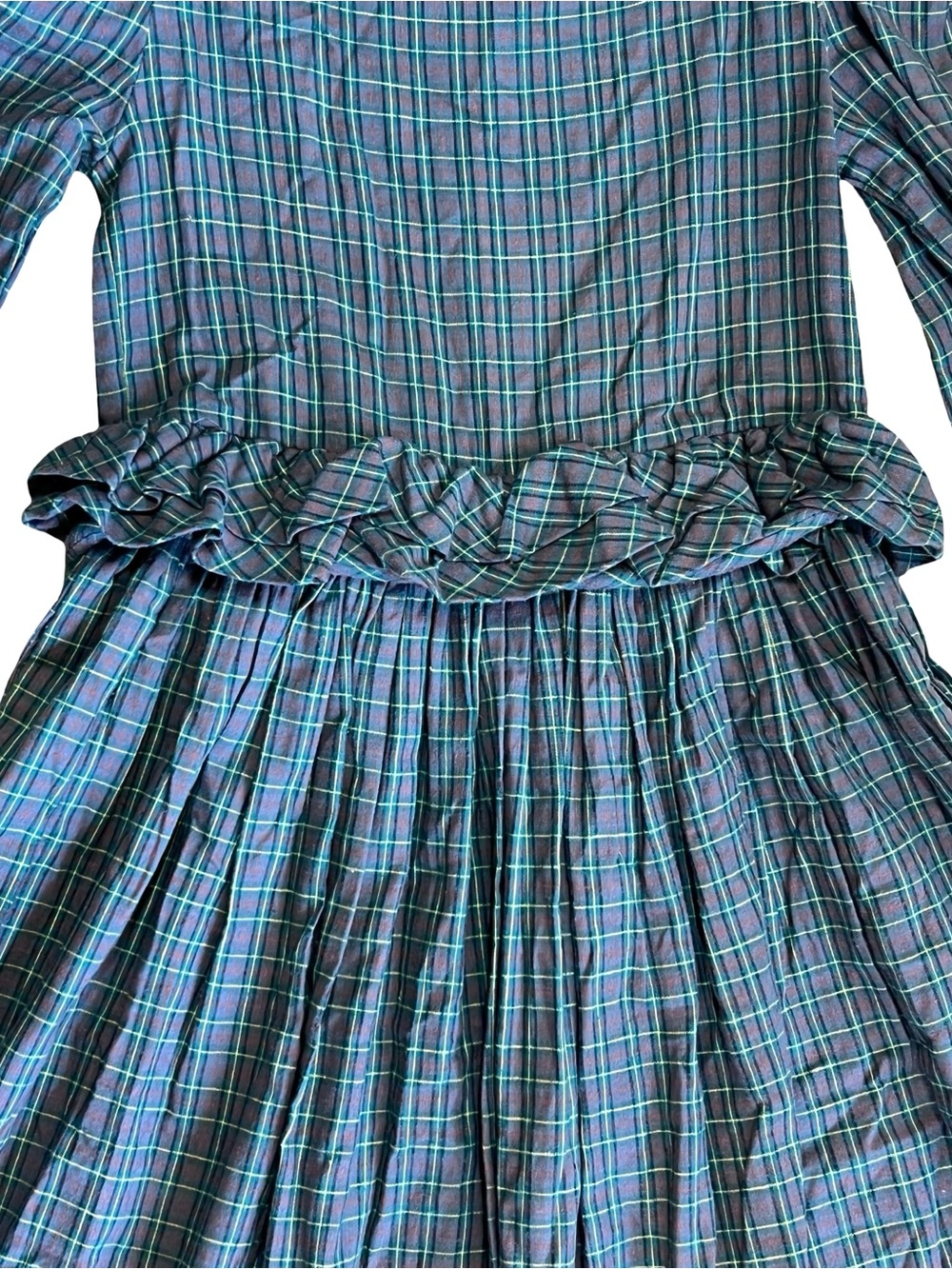 Barboglio Cristina Jan Vintage 80s S Plaid Prairie Dress Ruffle Cotton Flannel - Picture 12 of 16